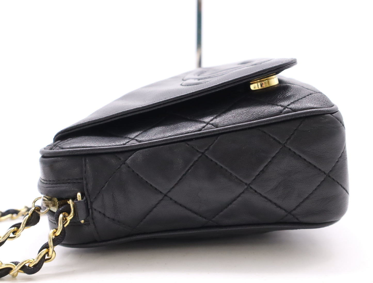 CHANEL Lambskin Matelasse 22 Shoulder Bag with Fringe, Tassel, and GD Hardware, Black Seal, 1563828