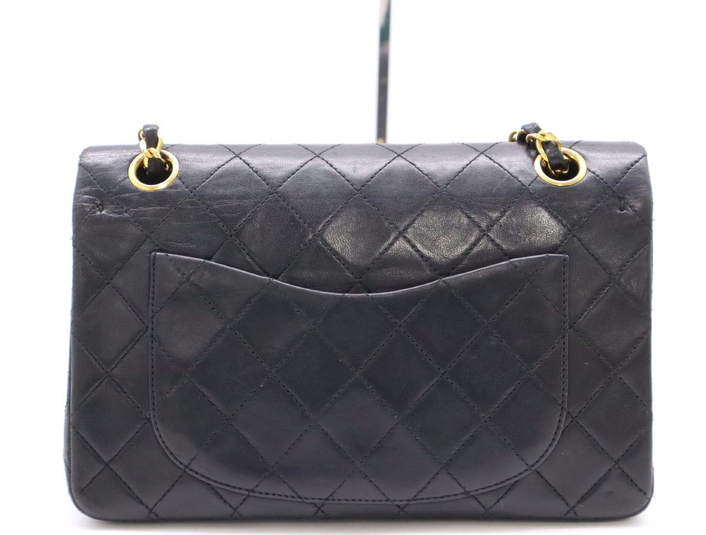 CHANEL Lambskin Matelasse 23 Double Flap Double Chain GD Hardware Black Seal Card 0775717 Shoulder Bag