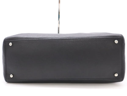 CHANEL Caviar Leather Executive Tote 2-Way Bag, Black, with Silver Hardware and Shoulder Strap
