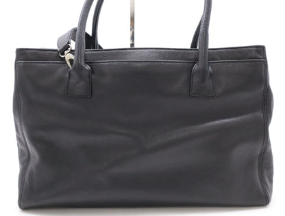 CHANEL Caviar Leather Executive Tote 2-Way Bag, Black, with Silver Hardware and Shoulder Strap