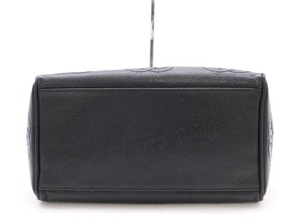 CHANEL Caviar Skin Triple Coco Chain Tote Bag with GD Hardware, Black