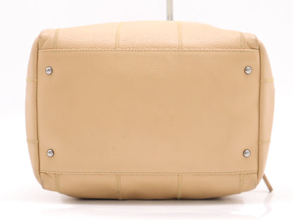 CHANEL Caviar Skin Chocolate Bar Tote Bag, Beige, Silver Hardware, Sticker, Card Included, 10103712, Handbag