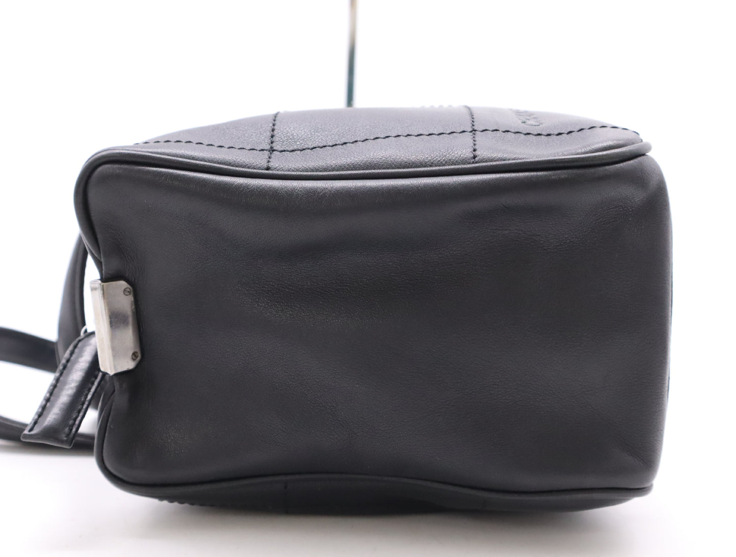 CHANEL Leather Chocolate Bar Mini Boston Bag, Black, with Sterling Silver Hardware and Dust Bag