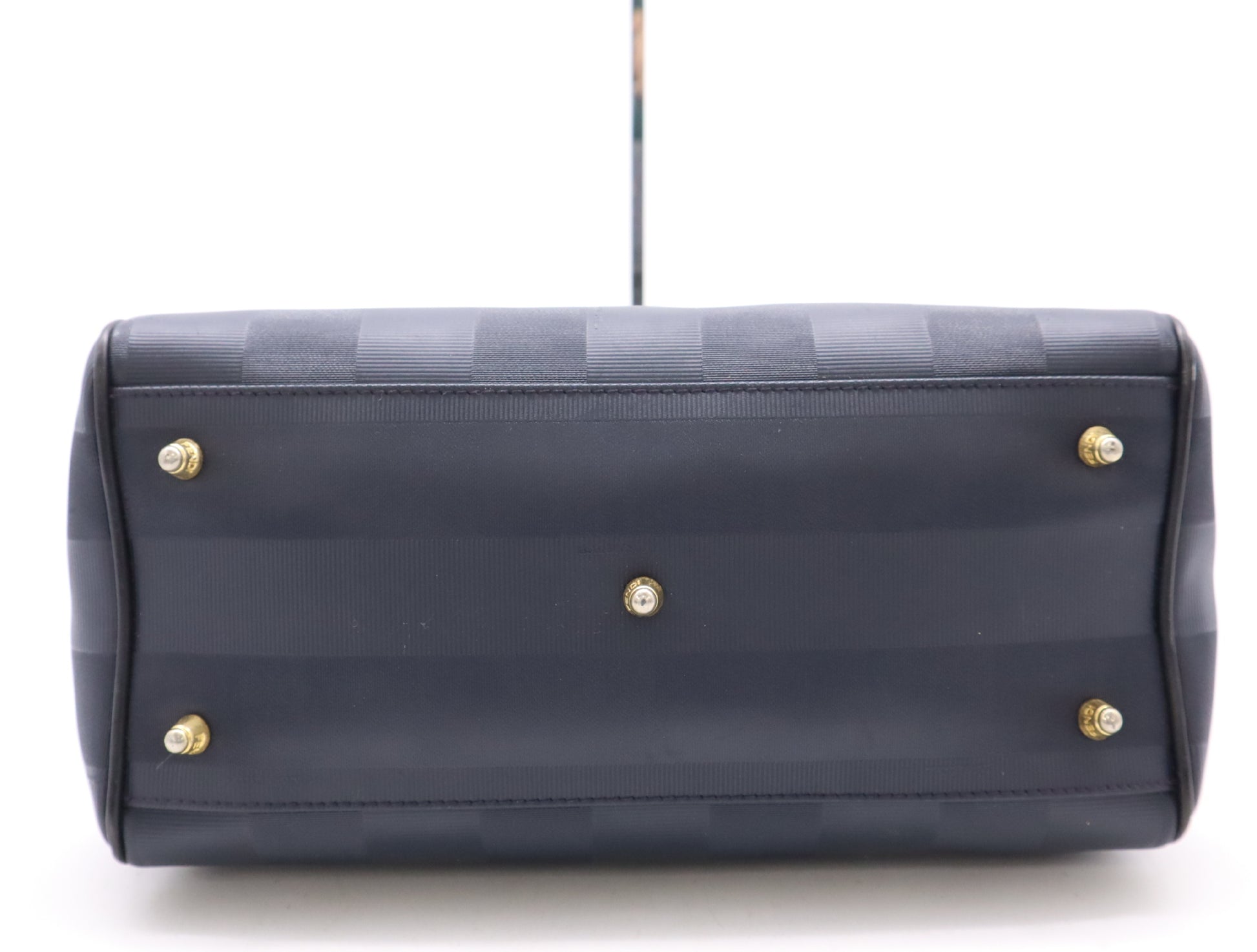 FENDI Nylon Pecan Print Handbag in Navy with Gold Hardware