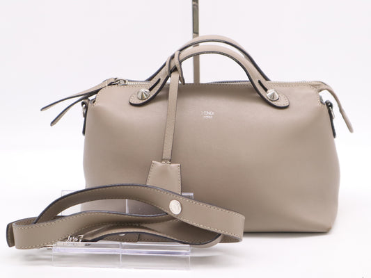 FENDI Calf Leather By the Way Medium 2-Way Handbag in Light Brown with Shoulder Strap and Clasp