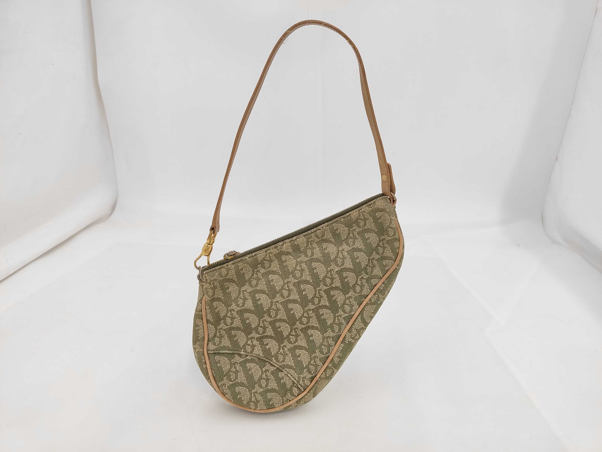 Dior Canvas Trotter Saddle Pouch One-Shoulder Green Shoulder Bag