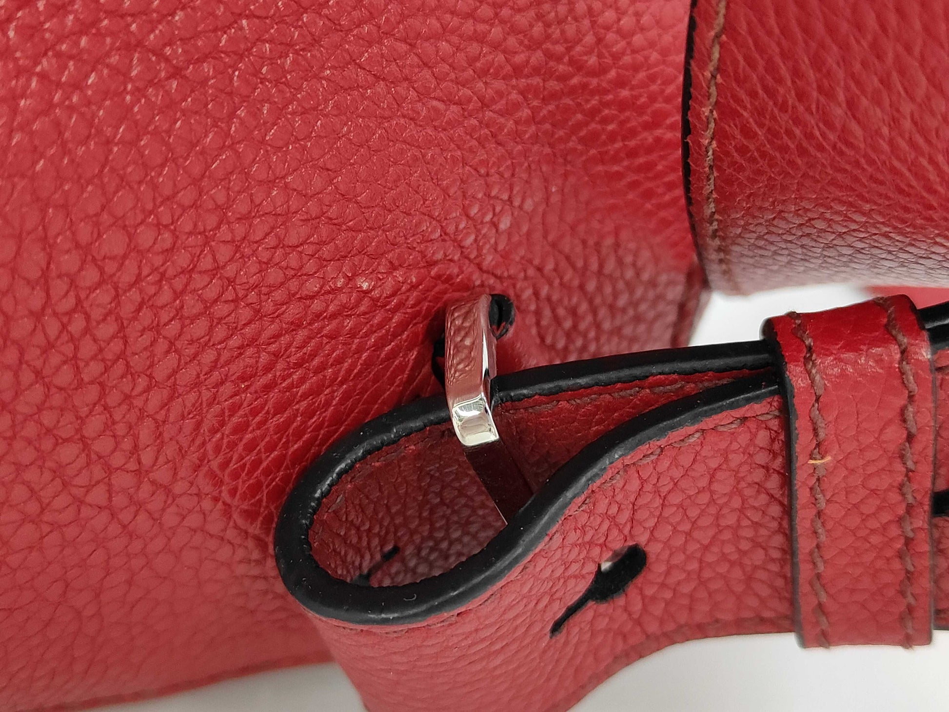 PRADA VZ063T Leather Triangle Logo Backpack in Red with Silver Hardware and Guarantee Card