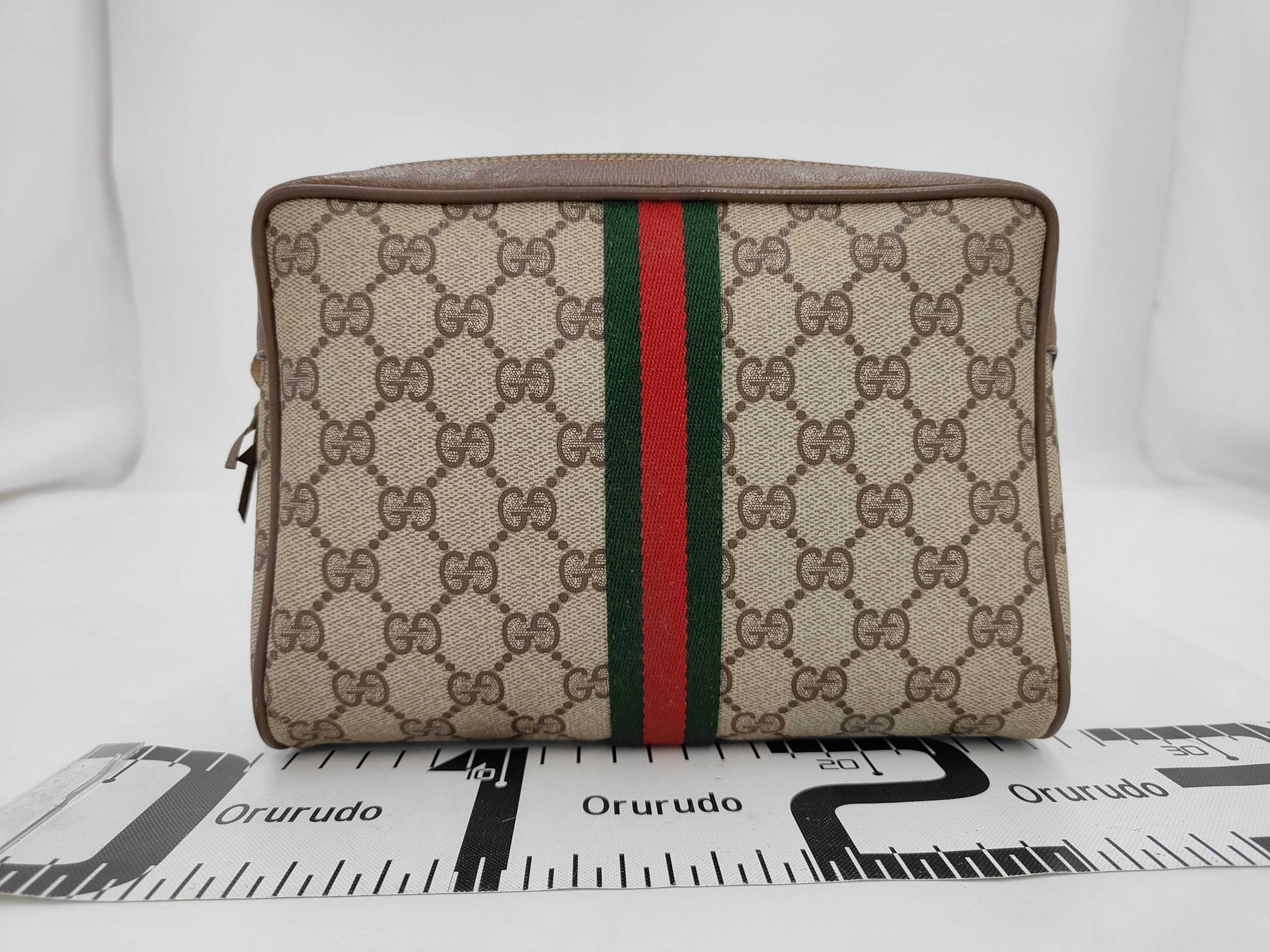 GUCCI 89.01.012 GG Supreme Sherry Line Old Gucci Pouch with Box