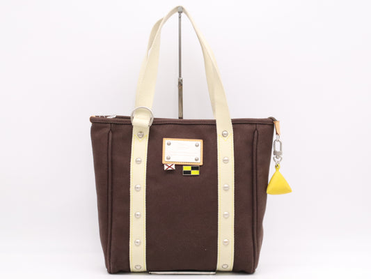 LOUIS VUITTON M80663 Antigua Caba MM Brown Tote Bag with 2 Charms and Pin Badges