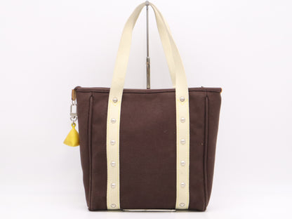 LOUIS VUITTON M80663 Antigua Caba MM Brown Tote Bag with 2 Charms and Pin Badges