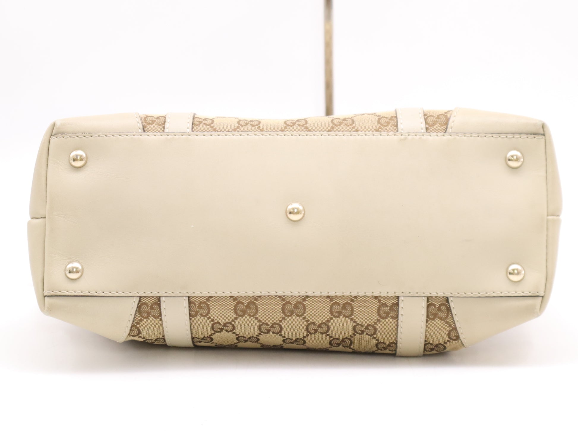 GUCCI 257069 Canvas/Leather Lovely Tote Bag Beige White Tote Bag