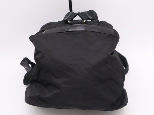 PRADA Nylon Triangle Logo Backpack in Black with Silver Hardware