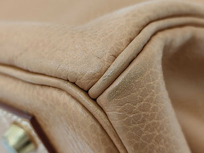 HERMES Birkin 40 Natural Ardennes Handbag with Gold Hardware
