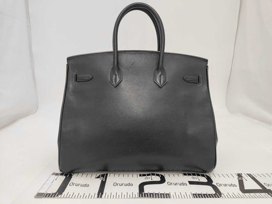 HERMES Birkin 35 Epsom Black SV H Handbag