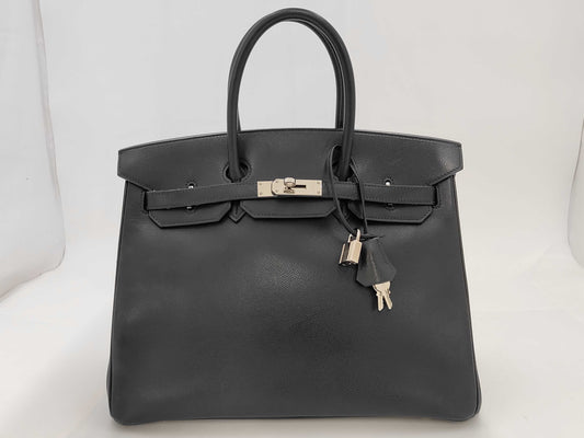 HERMES Birkin 35 Epsom Black SV H Handbag