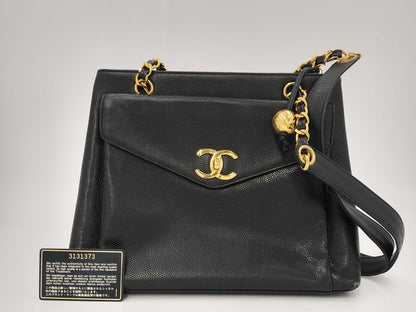 CHANEL Caviar Chain Tote 3131373 Sticker Card Tote Bag