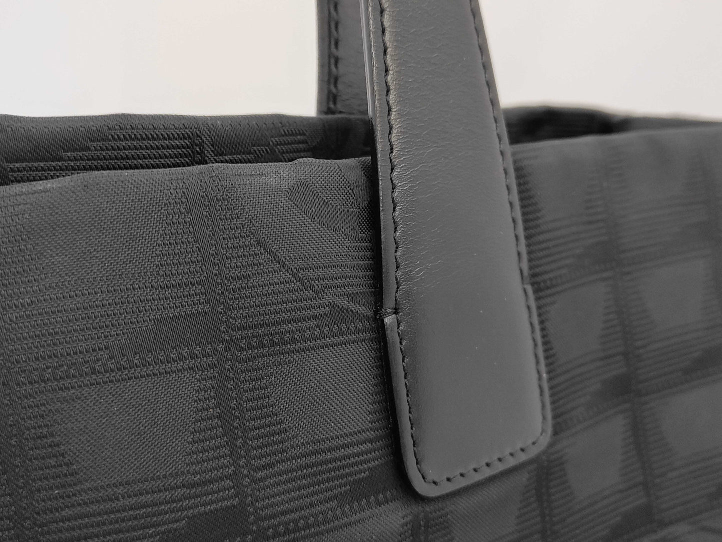 CHANEL New Travel MM Nylon Leather Tote Bag with Serial Number Card