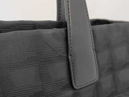 CHANEL New Travel MM Nylon Leather Tote Bag with Serial Number Card