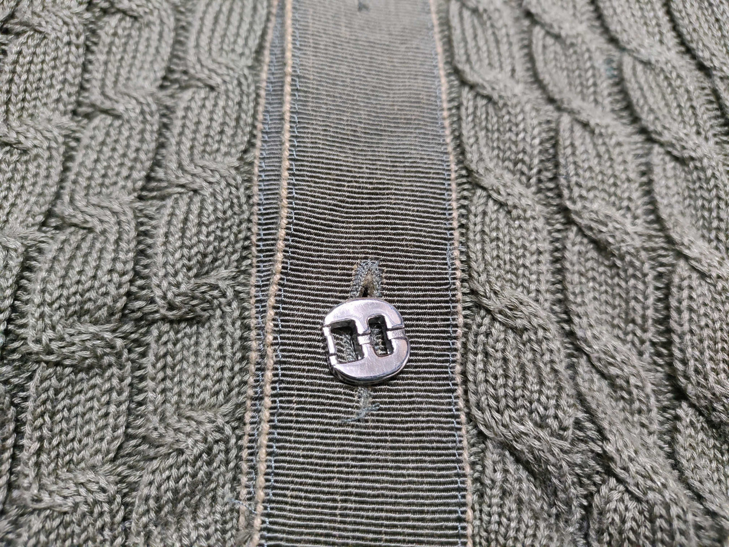 Salvatore Ferragamo Vara Ribbon Cardigan, Khaki, Size XS