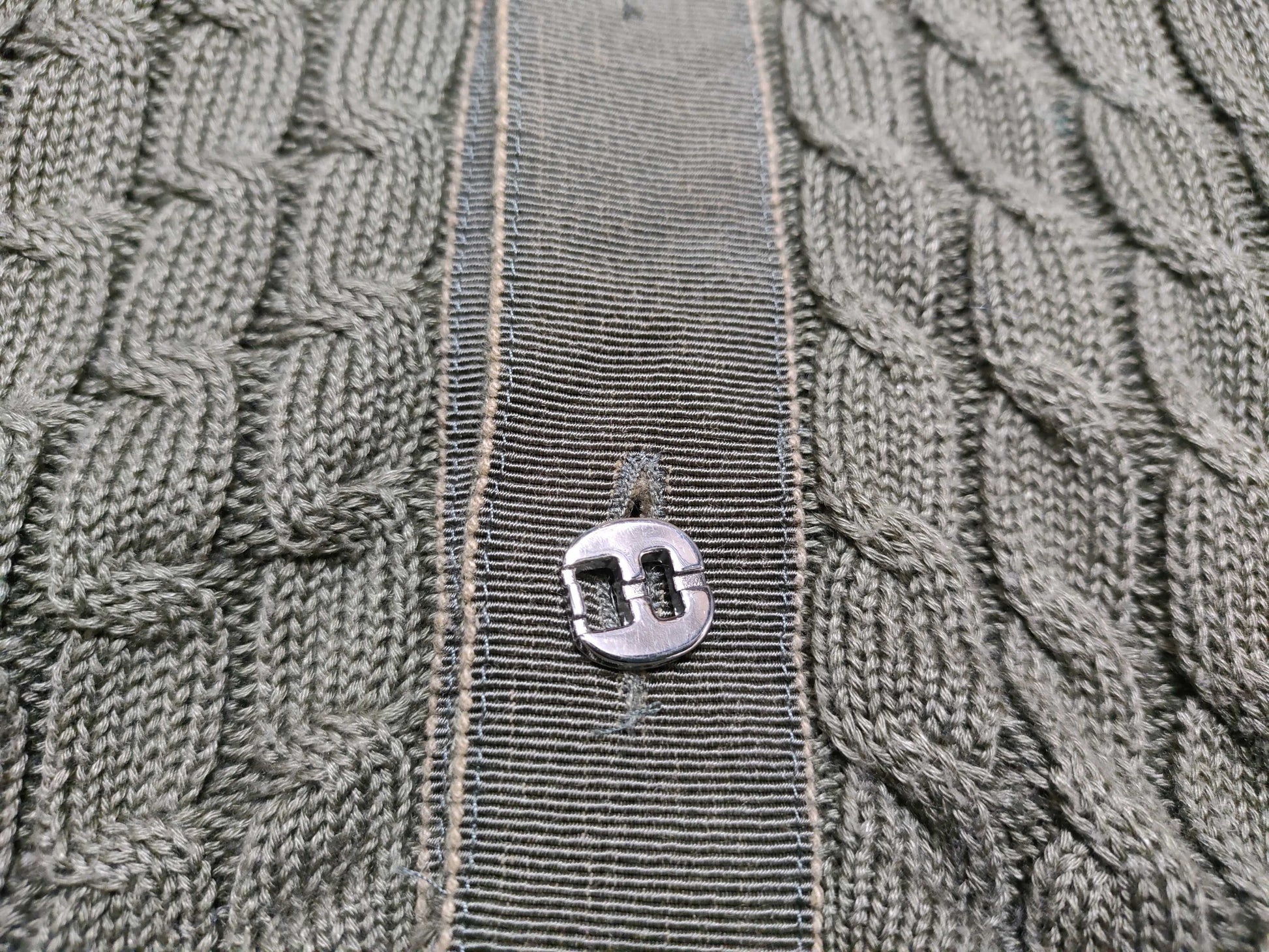 Salvatore Ferragamo Vara Ribbon Cardigan, Khaki, Size XS