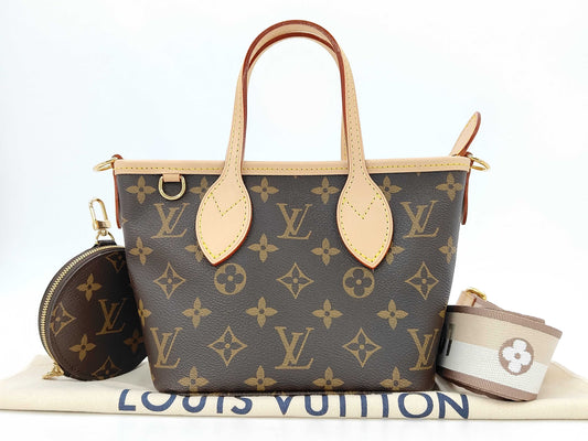 LOUIS VUITTON Neverfull BB 2-Way Bag, Women's, PVC Leather, Brown, with Pouch, Shoulder Bag