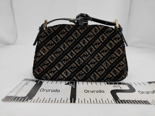 FENDI Zucchino Baguette Shoulder Bag Suede Bag