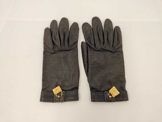 HERMES Kelly Gold Hardware Leather Gloves Other Accessories