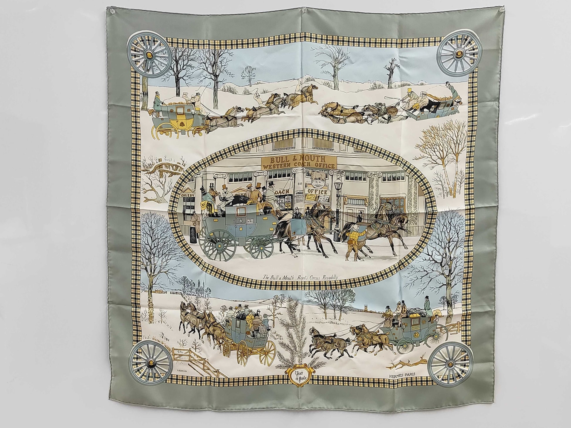 HERMES Carré 90 LHiver en Poste Winter Mail Carriage Scarf