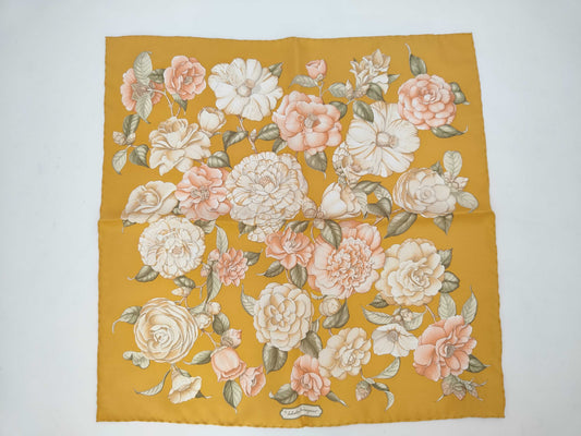 Salvatore Ferragamo logo floral silk scarf