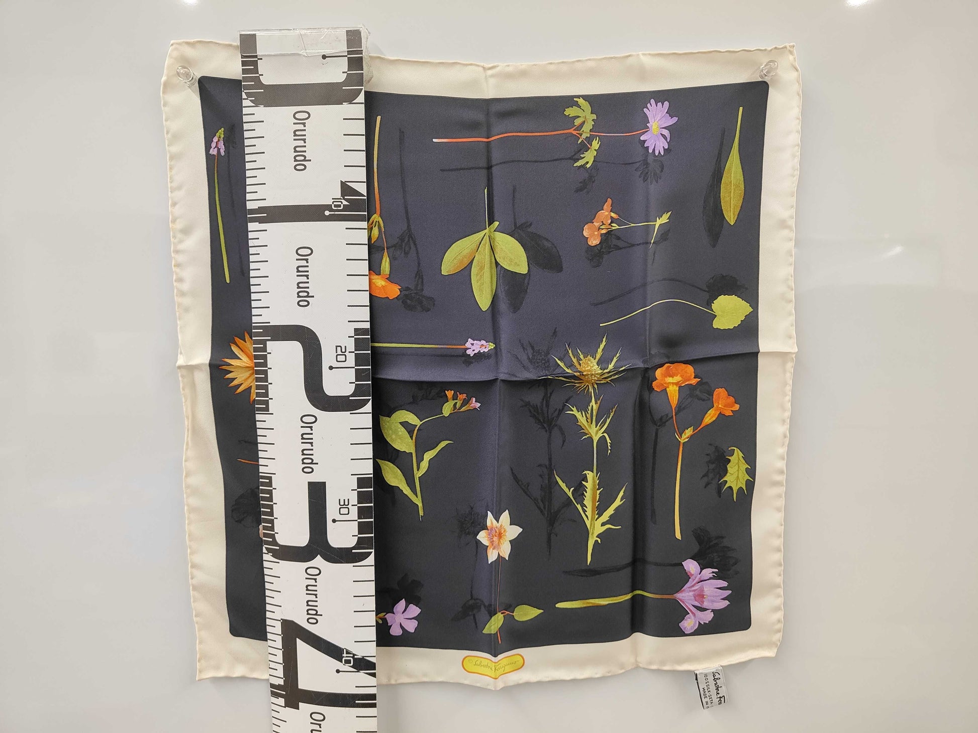 Salvatore Ferragamo logo floral silk scarf