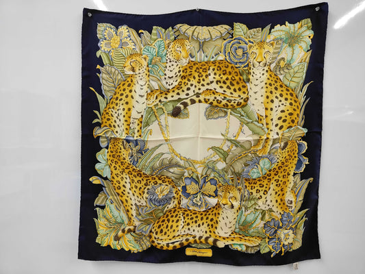 Salvatore Ferragamo Leopard Print Silk Scarf