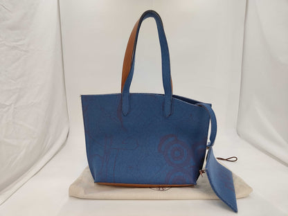 HERMES Sac Carimi MM Tote Bag with Pouch, Felt and Leather, Navy Brown