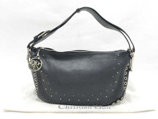 Dior One-Shoulder Bag Studded Leather Black Shoulder Bag