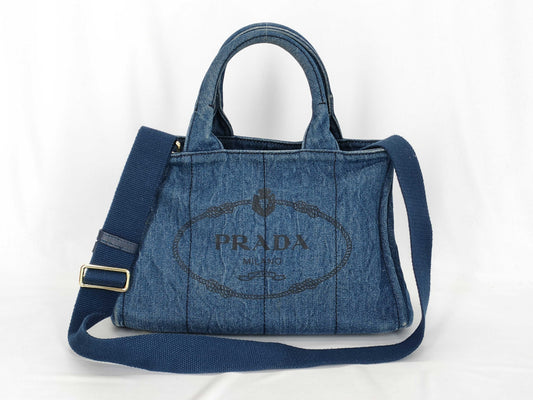 PRADA Prada 2-Way Canapa Denim Handbag