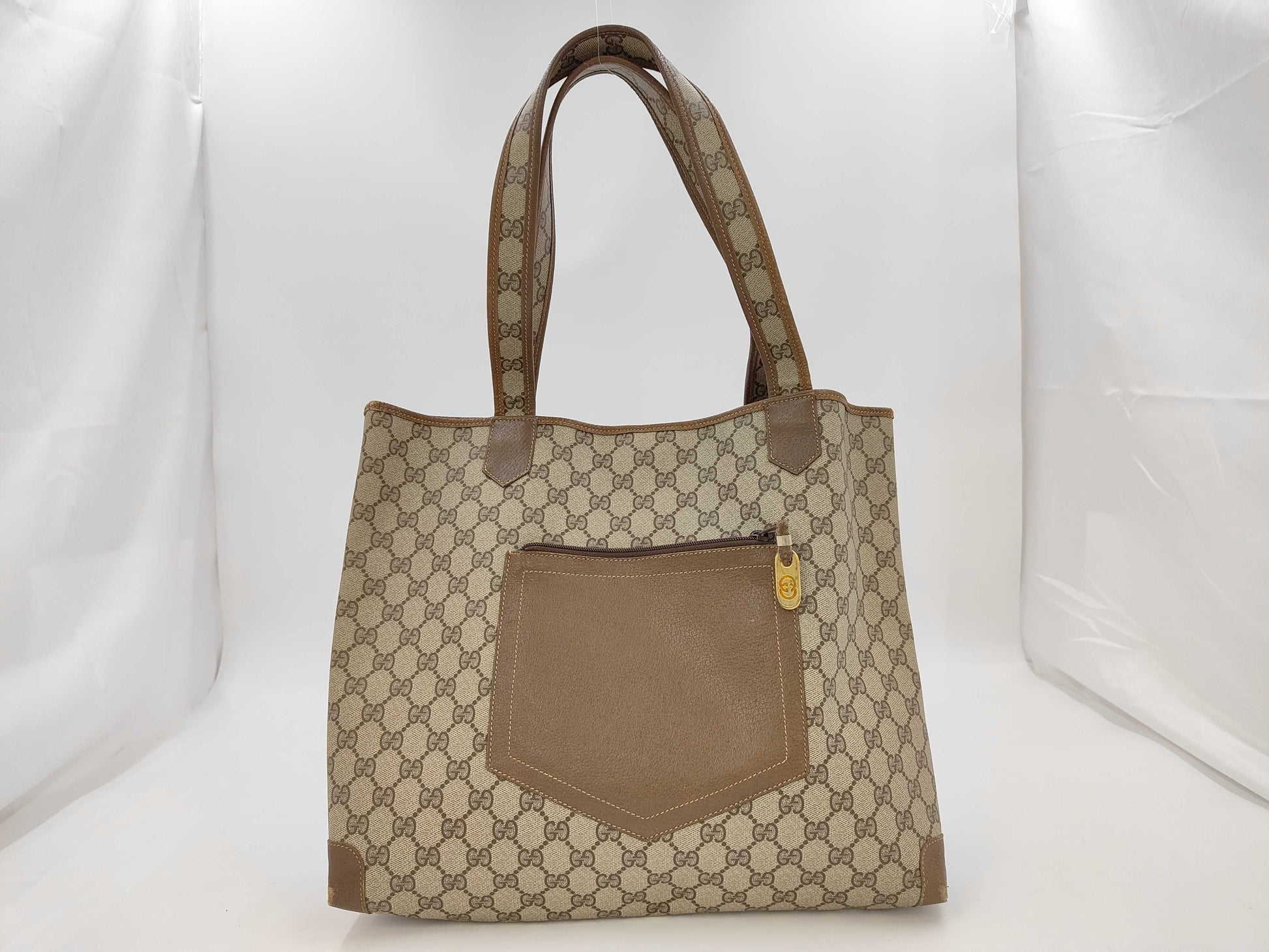 GUCCI 002 098 0057 GG Supreme W40cm Old Gucci Front Pocket Tote Bag