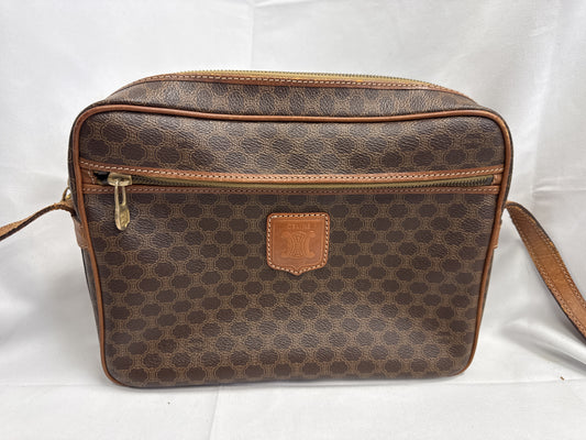 CELINE Macadam Shoulder Bag, Brown