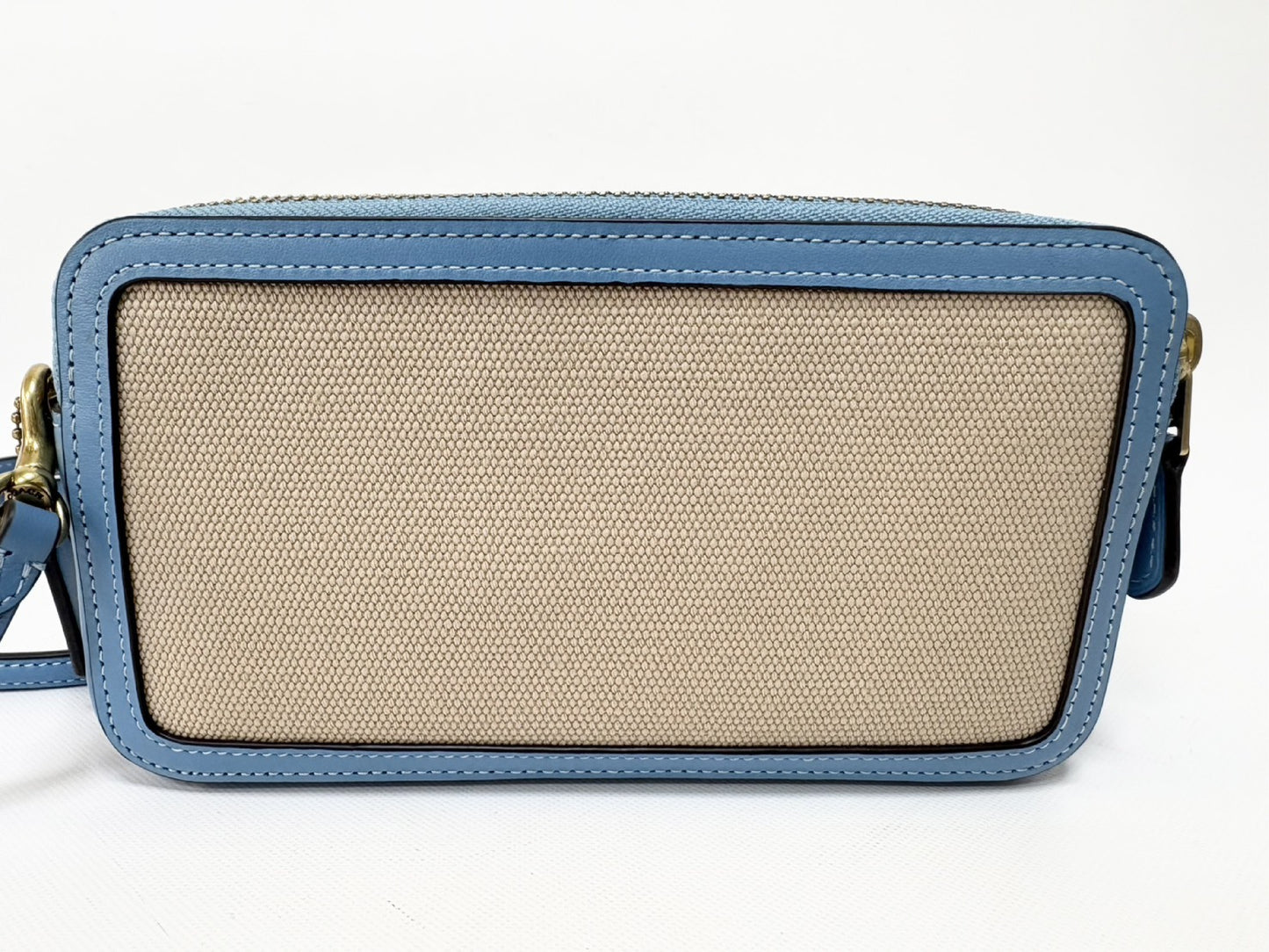 COACH Kira Crossbody M2223-CI026 Canvas and Calf Leather Clutch Pouch Shoulder Bag Blue and Beige