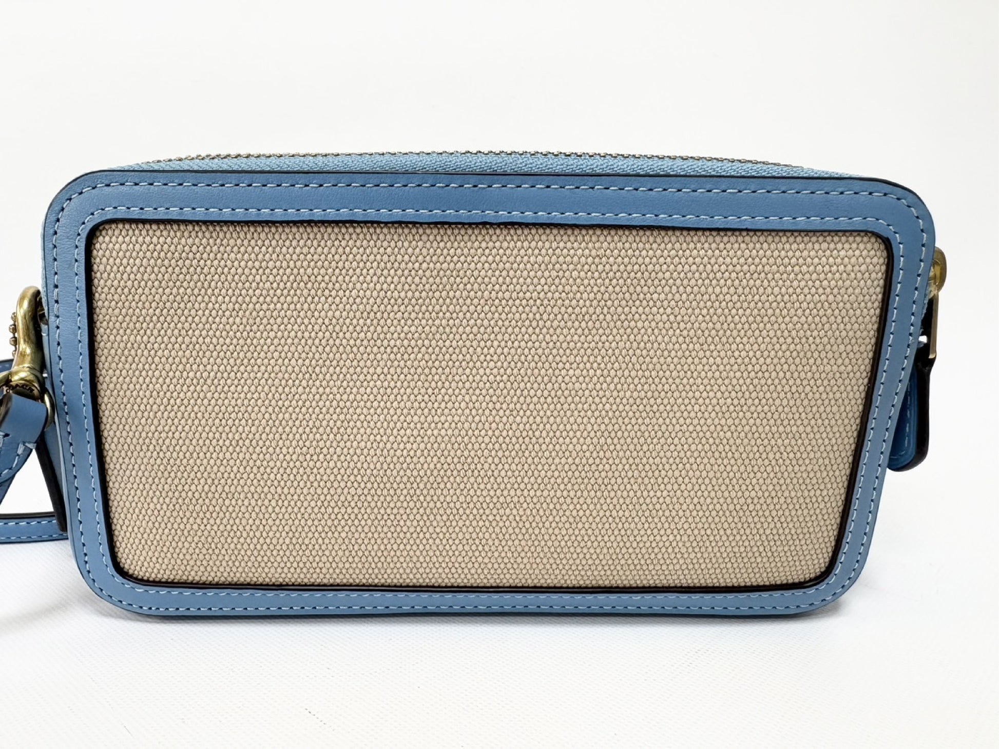 COACH Kira Crossbody M2223-CI026 Canvas and Calf Leather Clutch Pouch Shoulder Bag Blue and Beige