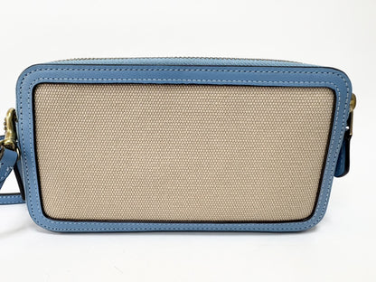 COACH Kira Crossbody M2223-CI026 Canvas and Calf Leather Clutch Pouch Shoulder Bag Blue and Beige