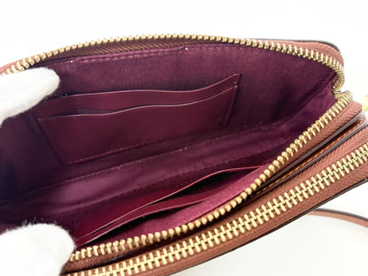 COACH Kira Crossbody Colorblock Signature B2323-CH797 Coated Canvas and Calf Leather Clutch Pouch Brown and Beige Shoulder Bag