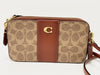 COACH Kira Crossbody Colorblock Signature B2323-CH797 Coated Canvas and Calf Leather Clutch Pouch Brown and Beige Shoulder Bag