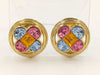Dior Circle Flower Bijou Color Stone Large Gold Earrings