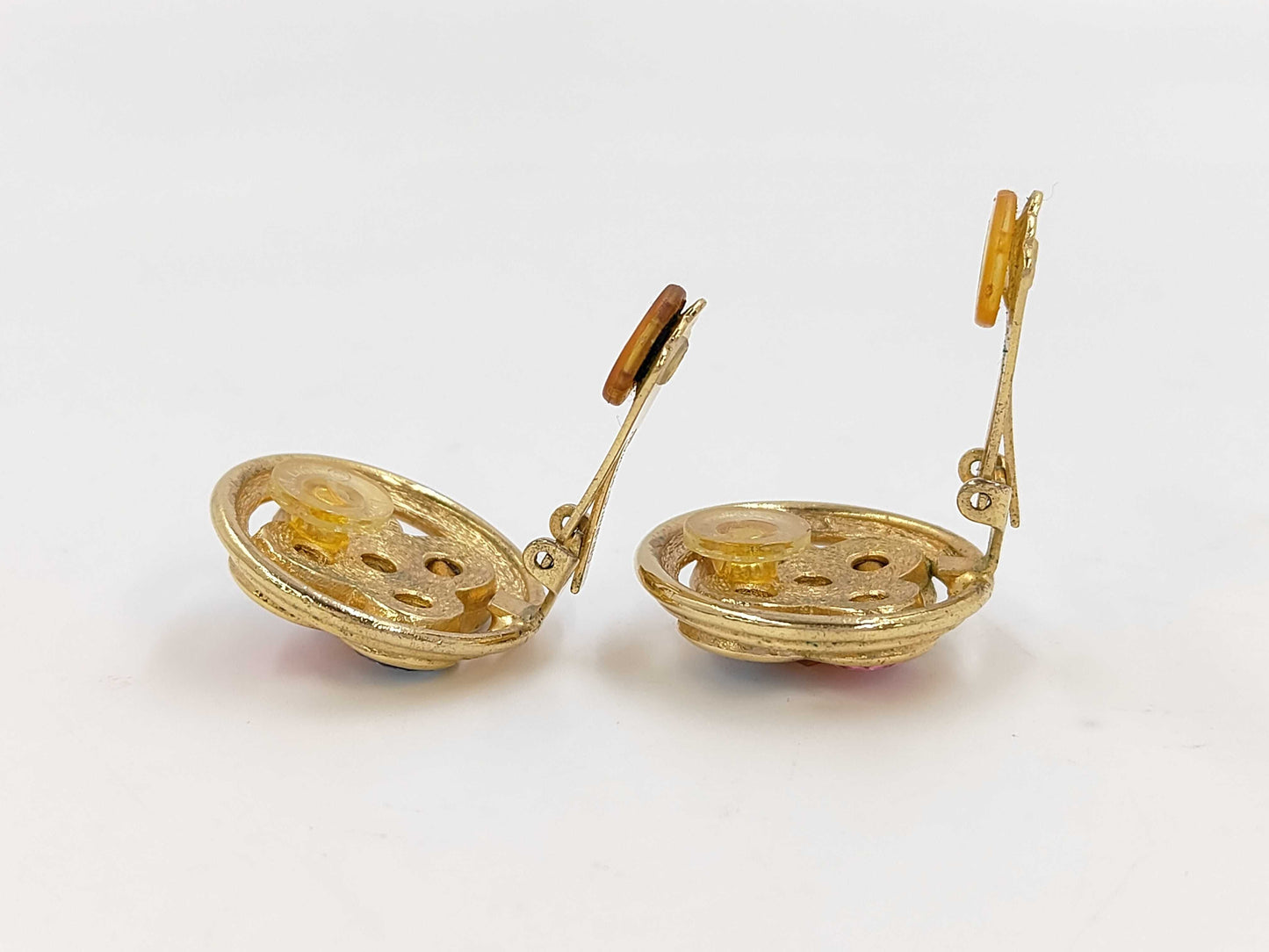 Dior Circle Flower Bijou Color Stone Large Gold Earrings