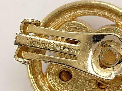 Dior Circle Flower Bijou Color Stone Large Gold Earrings