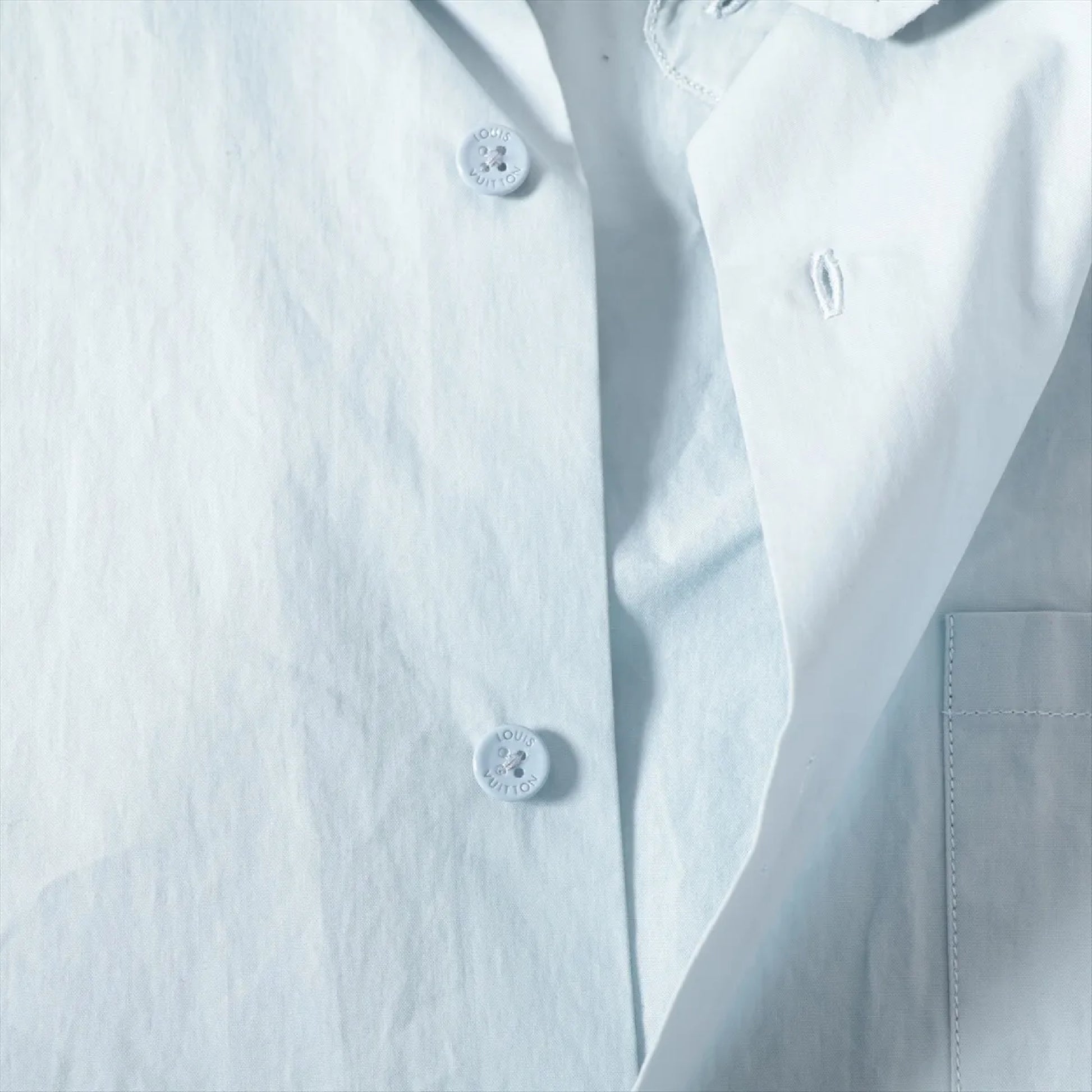 LOUIS VUITTON 20SS Brand Button Cotton Shirt, XS, Light Blue, RM201