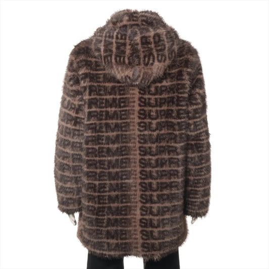 Supreme Polyester Jacket, Size L, Faux Fur Hooded, Full Logo Coat