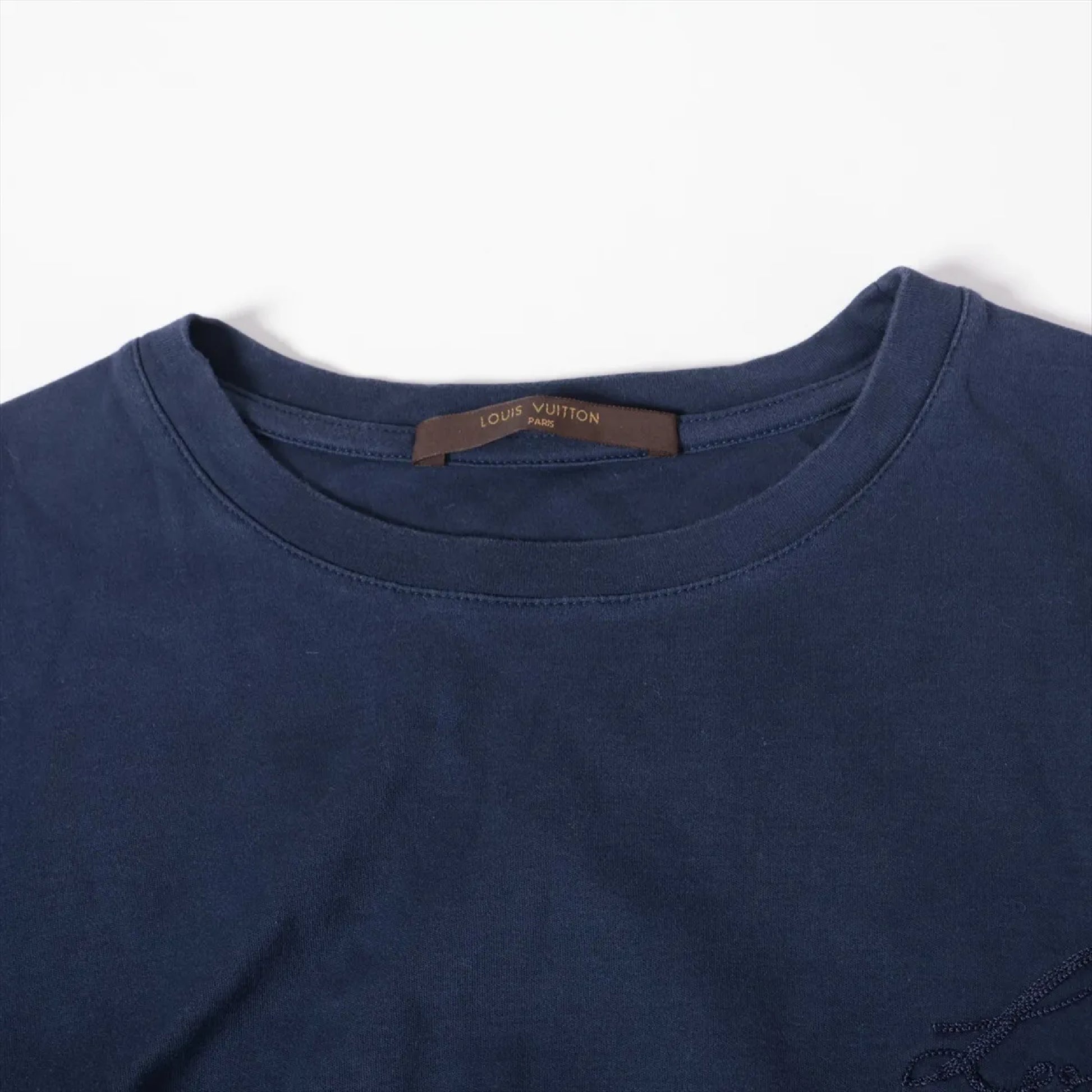 LOUIS VUITTON Large Logo Long T-Shirt, Size S, Navy, RM131M, Tops