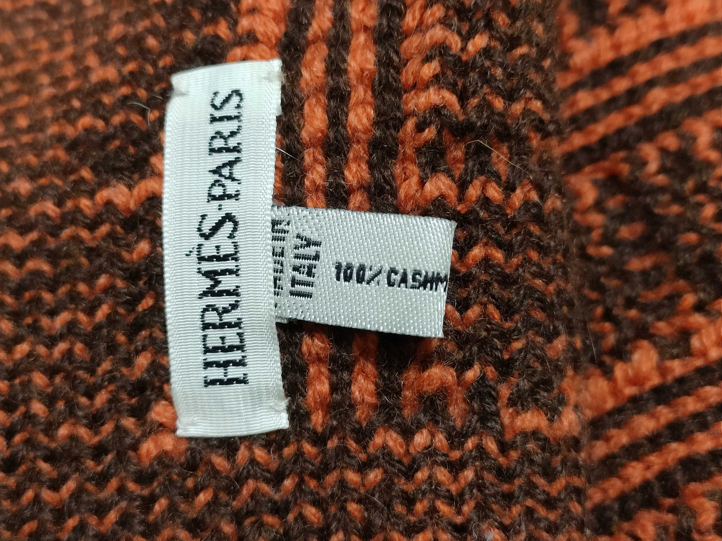 HERMES Margiela-era H-print scarf in brown and orange