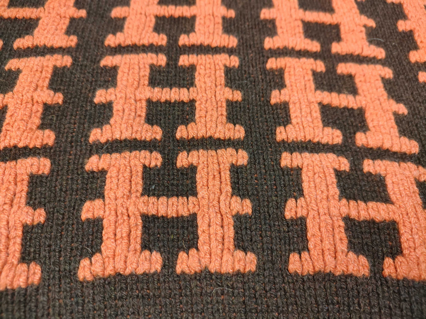 HERMES Margiela-era H-print scarf in brown and orange