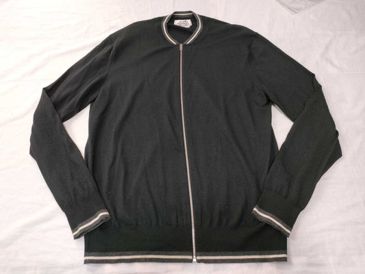 HERMES Zip-Up Cardigan, Cashmere and Silk, Black, Size M